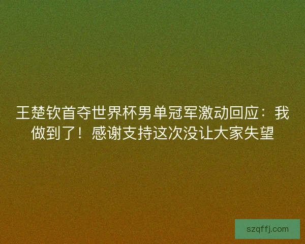 王楚钦首夺世界杯男单冠军激动回应:我做到了!感谢支持这次没让大家失望 王楚钦首夺世界杯男单冠军激动回应:我做到了!感谢支持这次没让大家失望